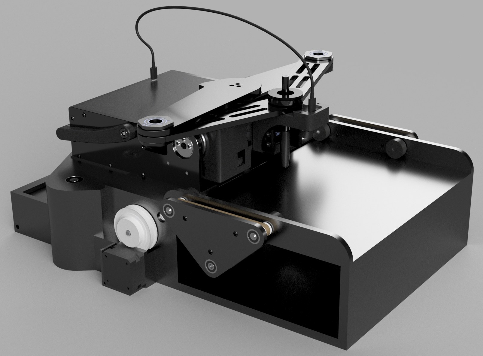 corkBot V0 mounted on the automated paper feeding submodule for higher-volume handwritten mail workflows.
